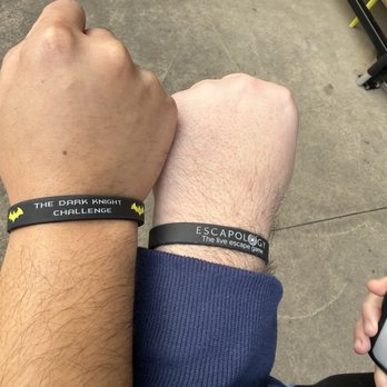 Escapology Escape Rooms - Bracelets we got for escaping the Batman room - Escape Games Near Me - Sacramento, California Escapology Escape Rooms - Bracelets we got for escaping the Batman room - Escape Games Near Me - Sacramento, California