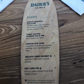 Duke's La Jolla - Dessert menu - New American Near Me - La Jolla, California