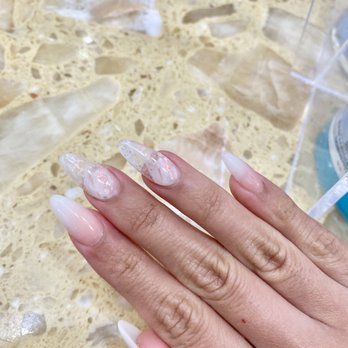 TJ Nail Spa - Oval Ombre with Marble and Glitter (Right Hand) - Nail Salons Near Me - San Jose, California TJ Nail Spa - Oval Ombre with Marble and Glitter (Right Hand) - Nail Salons Near Me - San Jose, California