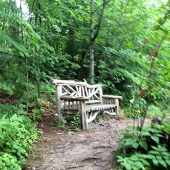 Falling Waters Preserve - Beautiful, hand made benches offer a good place to rest and take in the views - Hiking Near Me - Glasco, New York