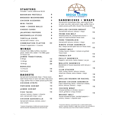 Menu photo 2 The Bridge Tavern Crosby, MN