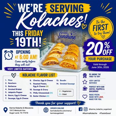 Menu photo 1 Karma Kolache & Macarons Sugar Land, TX Menu photo 1 Karma Kolache & Macarons Sugar Land, TX