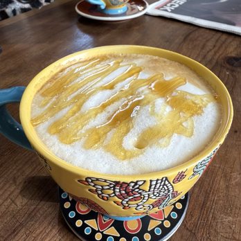 The Creperie Cafe - Latte with Honey Drizzle - Creperies Near Me - Seaside, California The Creperie Cafe - Latte with Honey Drizzle - Creperies Near Me - Seaside, California