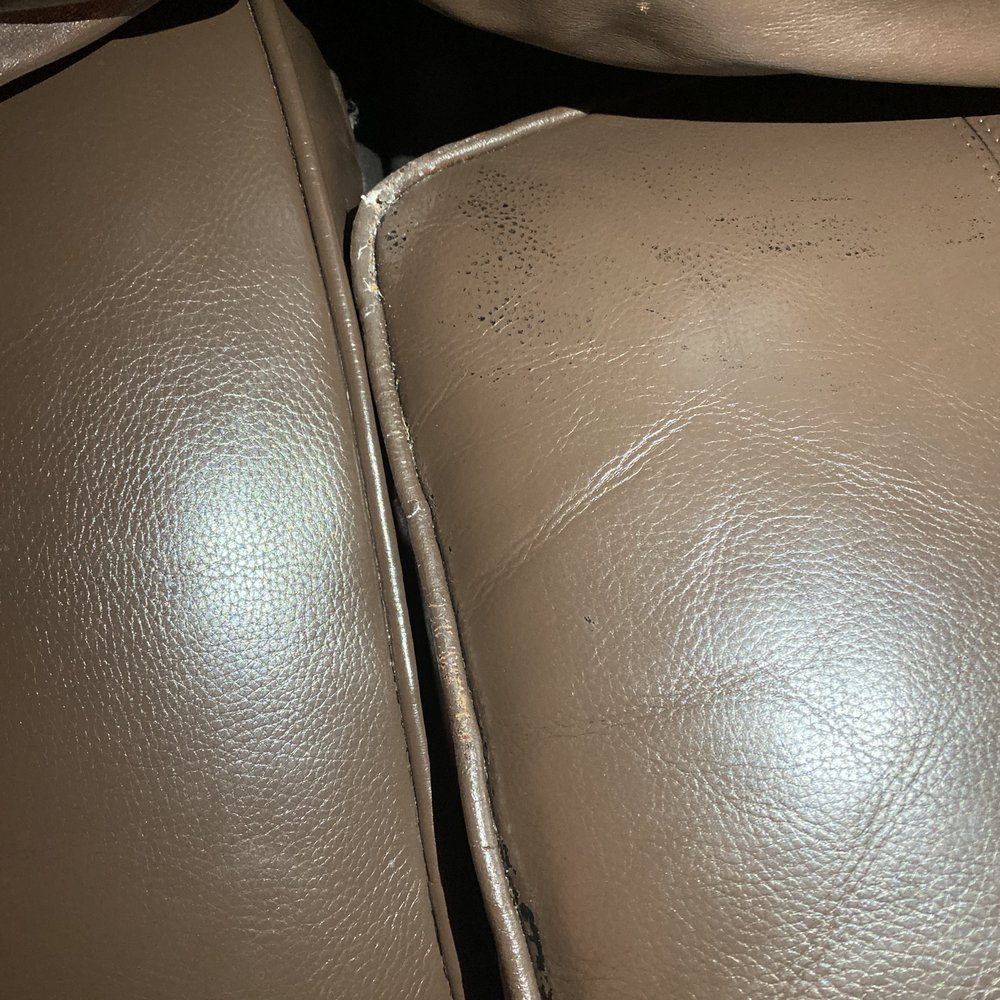 Sureway Upholstery - hidden damage to another cushion, paint rubbing off on this one as well - Furniture Reupholstery Near Me - Schaumburg, Illinois
