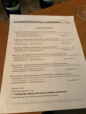 Menu photo 1 Jalama Wines Lompoc , CA Menu photo 1 Jalama Wines Lompoc , CA