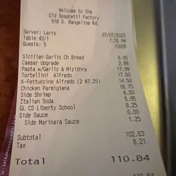 The Old Spaghetti Factory - Dinner for 5. - Italian Near Me - Carmel, Indiana