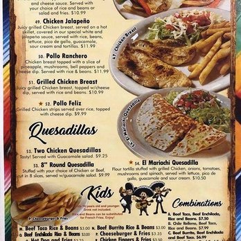 Fajitas Mexican Restaurent - Part Of The Menu, Great Choices - New Mexican Cuisine Near Me - DeFuniak Springs, Florida