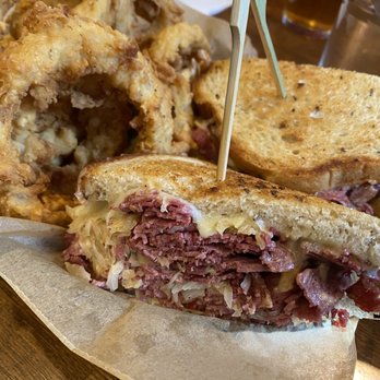 Full On Craft Eats & Drinks - Reuben sandwich with onion rings. - Bars Near Me - Rockville, Maryland