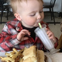 How absolutely adorable are these kid sized milkshake glasses?!? Joey is thoroughly impressed by this place!