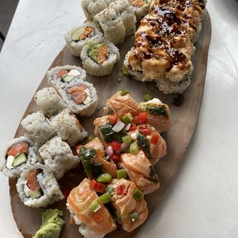 Mizu Izakaya - Mizu roll, Philly roll, mizu volcano roll, and spicy tuna roll - Sushi Bars Near Me - Denver, Colorado Mizu Izakaya - Mizu roll, Philly roll, mizu volcano roll, and spicy tuna roll - Sushi Bars Near Me - Denver, Colorado