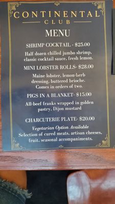 Menu photo 1 The Continental Club Washington, DC, DC Menu photo 1 The Continental Club Washington, DC, DC