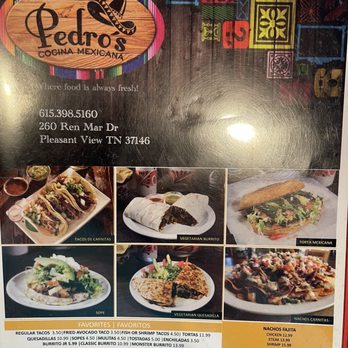Pedro's Cocina Mexicana - Menu - Mexican Near Me - Pleasant View, Tennessee Pedro's Cocina Mexicana - Menu - Mexican Near Me - Pleasant View, Tennessee