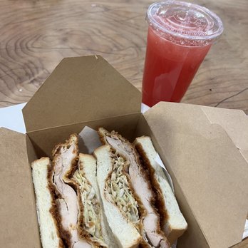 Moon Rabbit - Chicken Katsu sandwich (drink from another vendor) - Bubble Tea Near Me - Los Angeles, California