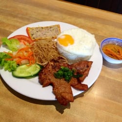 Ngoc An Vietnamese Restaurant - Delicious special porkchop, shredded pork, steamed mince pork cake and fried egg!