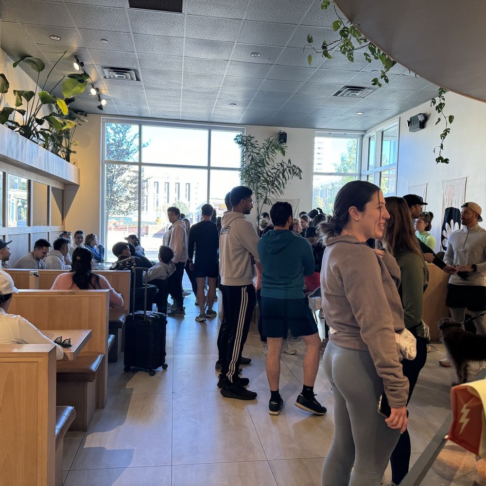 It was packed with a running group, but only temporarily. Looks like a great meetup place with super friendly staff. It was packed with a running group, but only temporarily. Looks like a great meetup place with super friendly staff.