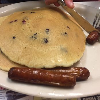 The Falls Kitchen - blueberry pancakes & side of sausage links - American Near Me - Little Falls, New Jersey The Falls Kitchen - blueberry pancakes & side of sausage links - American Near Me - Little Falls, New Jersey