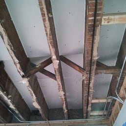 Bedroom ceiling during soundproofing.