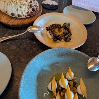 Albi - Front: labneh and nectarines. Back: mushroom hummus and pita - Middle Eastern Near Me - Washington, DC, District of Columbia Albi - Front: labneh and nectarines. Back: mushroom hummus and pita - Middle Eastern Near Me - Washington, DC, District of Columbia