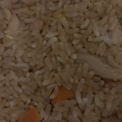 "Fried" rice. That's the one piece of chicken.