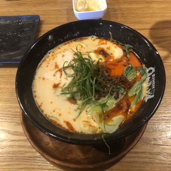 Onoya Ramen - Tan Tan Ramen with Chicken Char sounds and garnished - Ramen Near Me - Honolulu, Hawaii