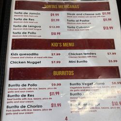 Restaurant Súper Antojitos - Menu