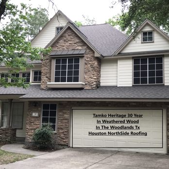 Houston NorthSide Roofing - Complete roof replacement in The Woodlands Tx with the Tamko Lifetime Shingle in the Weathered Wood color. - Roofing Near Me - Magnolia, Texas Houston NorthSide Roofing - Complete roof replacement in The Woodlands Tx with the Tamko Lifetime Shingle in the Weathered Wood color. - Roofing Near Me - Magnolia, Texas