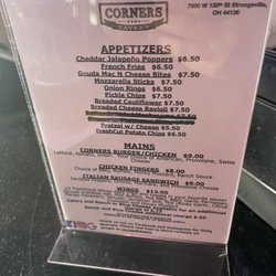 Corners Tavern - Menu for food