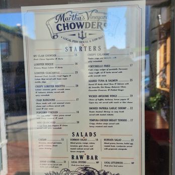 Martha's Vineyard Chowder Company - Menu - Seafood Near Me - Oak Bluffs, Massachusetts Martha's Vineyard Chowder Company - Menu - Seafood Near Me - Oak Bluffs, Massachusetts