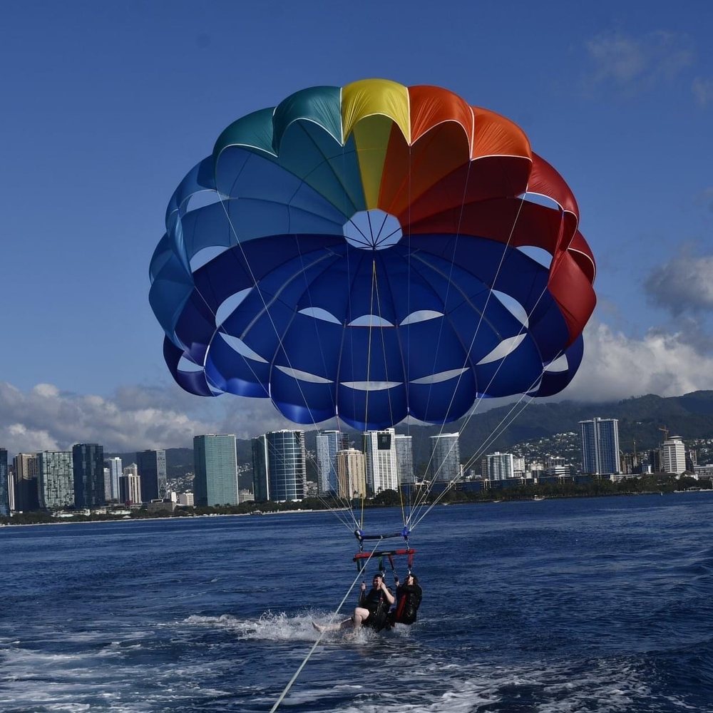 Hawaiian Parasail - We chose to get wet when we land - Parasailing Near Me - Honolulu, Hawaii