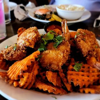 Rockfish Grill - a plate of fried fish and waffles - Seafood Near Me - Anacortes, Washington