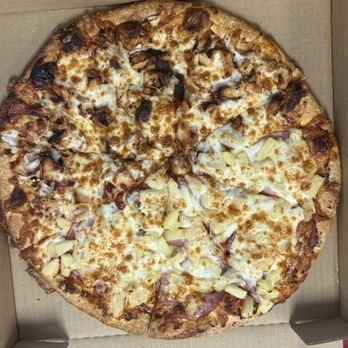 Bravo Pizza Lompoc - 1/2 barbecue chicken 1/2 Hawaiian pizza - Pizza Near Me - Lompoc, California