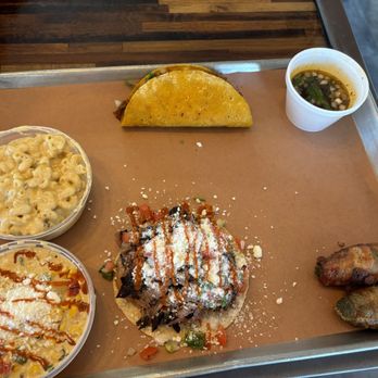 Caldwell County Mexi-Q - Mac n cheese, elote, brisket Birria, brisket tostadas and Mexican jalapeños (stuffed with brisket) - Barbeque Near Me - Gilbert, Arizona