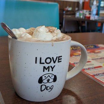 Home Cafe - Hot chocolate in a giant mug, topped with whipped cream. Delicious! - Cafes Near Me - Sheridan, Colorado Home Cafe - Hot chocolate in a giant mug, topped with whipped cream. Delicious! - Cafes Near Me - Sheridan, Colorado