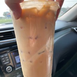 Nitro cold brew w/ caramel syrup + cream