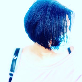 Blossom - NAVY BLUE haircolor HairCut Classic Sexy Bob ;) with an EDGE - Hair Salons Near Me - Santa Barbara, California