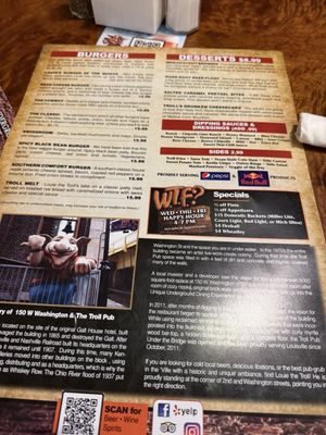 Menu photo 7 Troll Pub Under the Bridge Louisville, KY