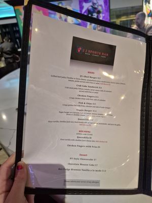 Menu photo 1 JJ Sport Bar Restaurant Bronx, NY Menu photo 1 JJ Sport Bar Restaurant Bronx, NY