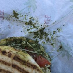 Tropical Smoothie Cafe - majority of pesto only on edge and wrapper