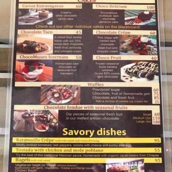 Choco Museo - Menu at the cafe - Chocolatiers & Shops Near Me - Puerto Vallarta, JAL