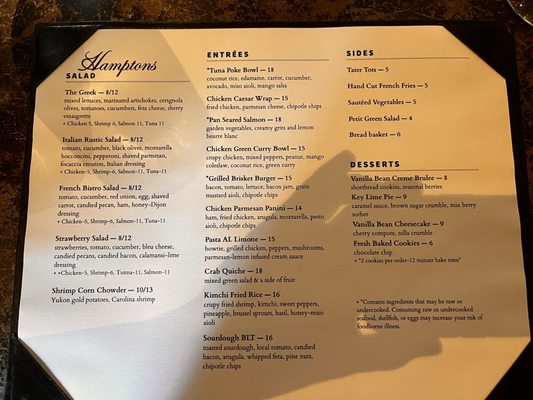 Menu photo 1 Hamptons Sumter, SC