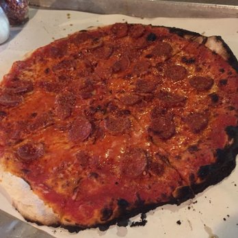 Brewport - Pepperoni pizza - very tasty, but oddly cooked. Notice the blackened half vs. the pale half. - Pizza Near Me - Bridgeport, Connecticut Brewport - Pepperoni pizza - very tasty, but oddly cooked. Notice the blackened half vs. the pale half. - Pizza Near Me - Bridgeport, Connecticut