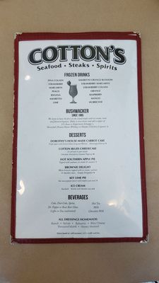 Menu photo 2 Cotton's Restaurant & Lounge Orange Beach, AL