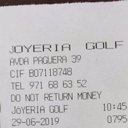 Joyeria Golf - Die Rechnung.  The invoice.