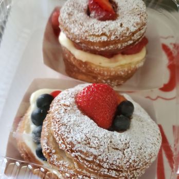 Clovis Donuts - Strawberry and cream  Strawberry, blueberries and cream - Donuts Near Me - Clovis, California