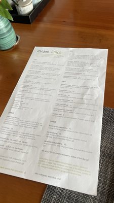 Menu photo 5 izanami Santa Fe, NM