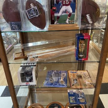 Antique Corner - Some of the sports memorabilia on the first floor near the stairs - Antiques Near Me - Martinez, California