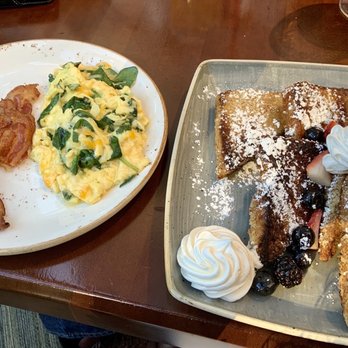 Mimosa Grill - Walnut Crusted French Toast, Scrambled Eggs & Bacon - Southern Near Me - Charlotte, North Carolina Mimosa Grill - Walnut Crusted French Toast, Scrambled Eggs & Bacon - Southern Near Me - Charlotte, North Carolina