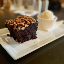 Cappy's Restaurant - Warm chocolate sheet cake with vanilla ice cream