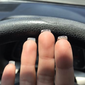 The Ritz Nail - My nails after done at Ritz - short, fat, uneven and nail filings underneath. DO NOT GO HERE!!!! - Nail Salons Near Me - Orange, California