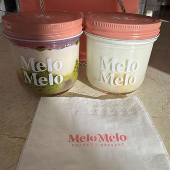 MeloMelo Coconut Dessert  - Pistachio rose and durian - Desserts Near Me - Cupertino, California